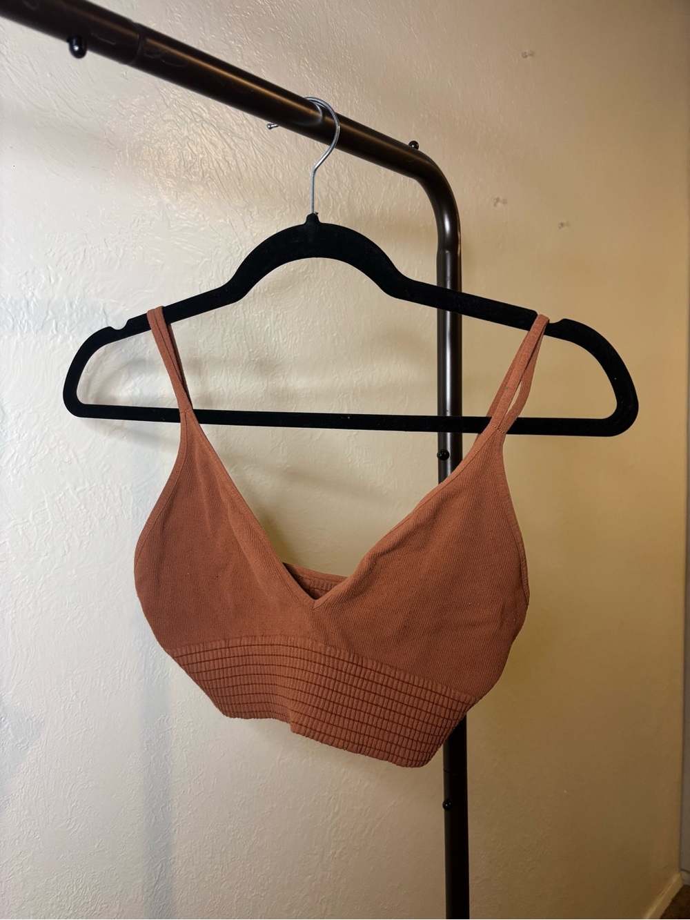 Free People Ribbed V-Neck Bralette in Terracotta